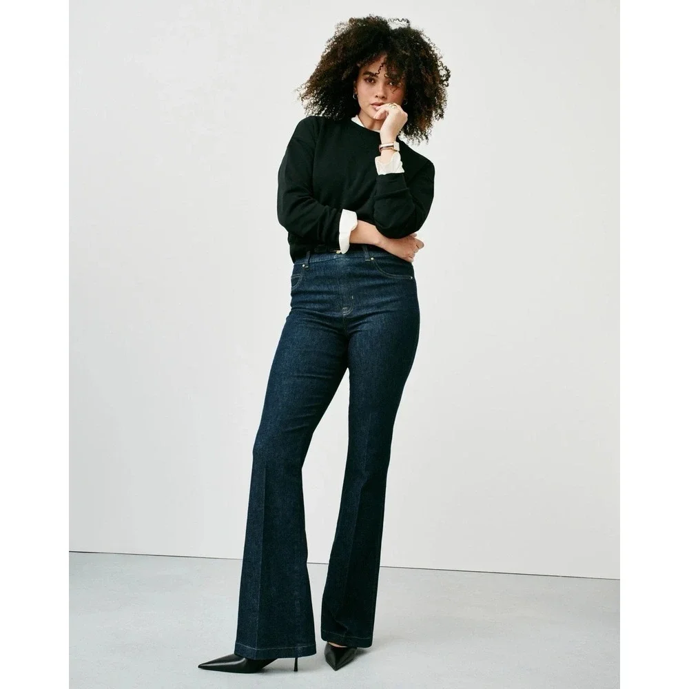 Spanx SpanxShape EveryWear Flare Jeans Size 1X Petite Raw Indigo Wash 21266Q